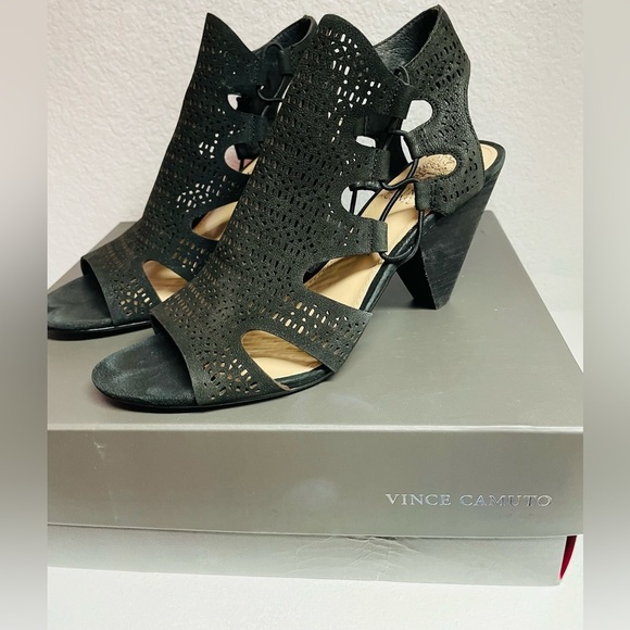 Vince Camuto Black Perforated Heels - Picture 2 of 4
